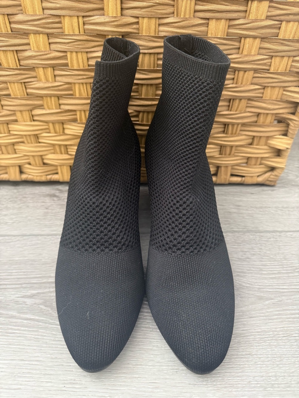 Eileen Fisher Black Knit Sock Ankle Boots